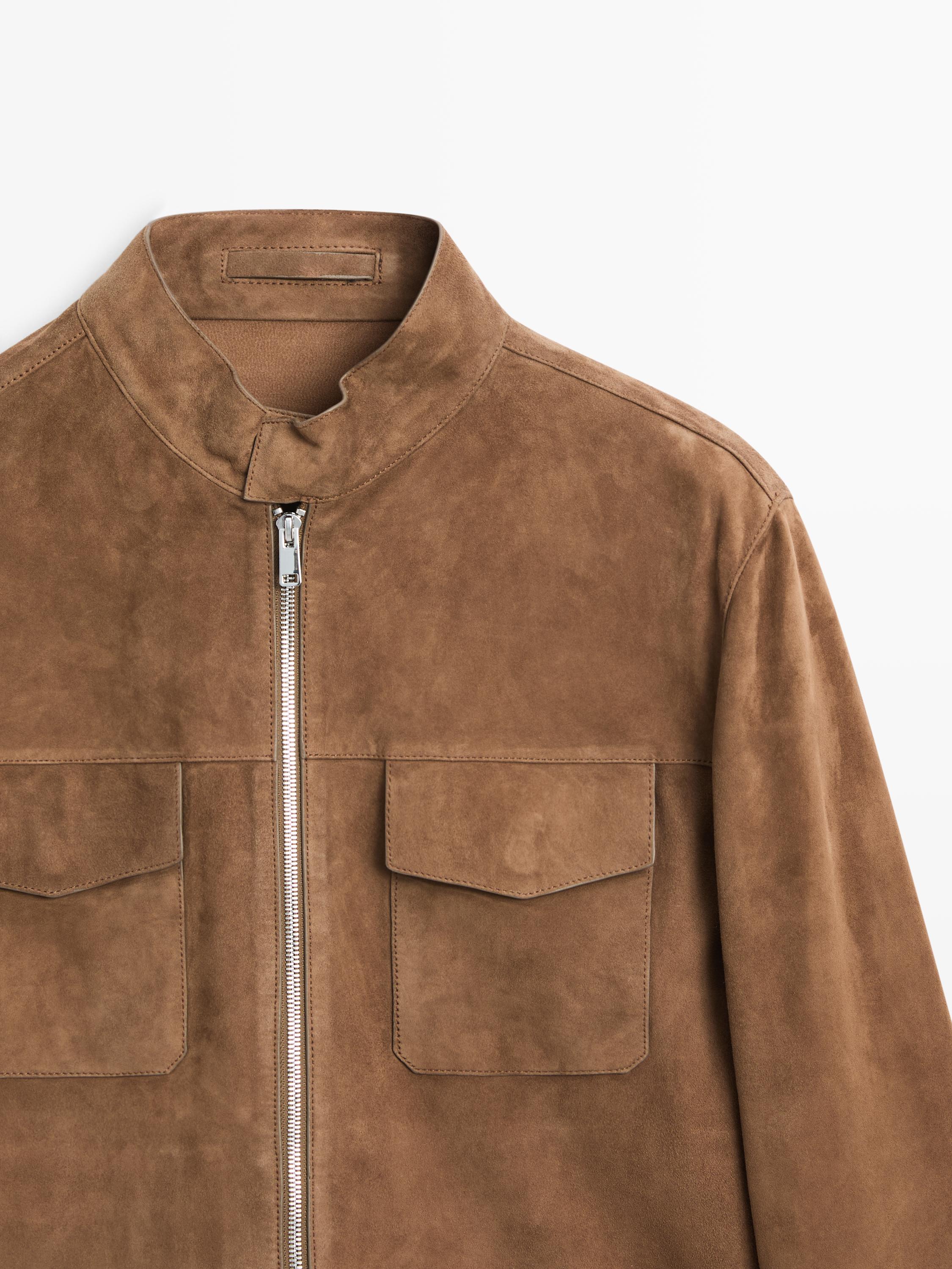 Blouson en cuir effet daim